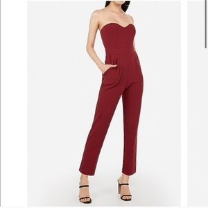 EXPRESS SWEETHEART NECKLINE STRAPLESS JUMPSUIT w POCKETS IN MAUVE PINK, SZ 2